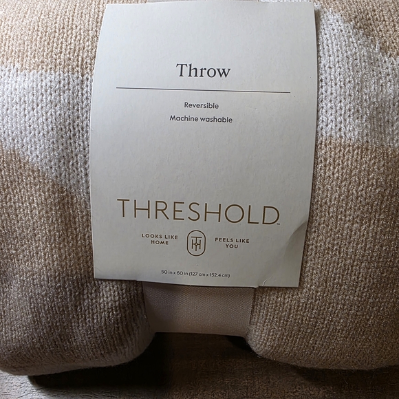 Threshold Reversible Throw in Beige and White - Picture 2 of 5